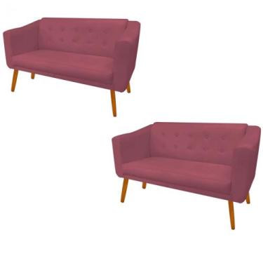 Imagem de Kit 02 Namoradeira  Decorativa  Céci Pés Madeira 2 Lugares Sala de Est