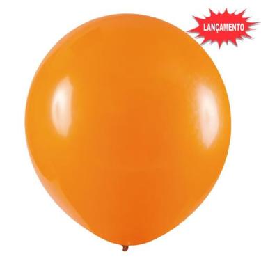Imagem de Balão de Festa Redondo Profissional Látex Liso 24'' 60cm - Laranja - 3