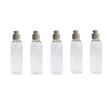 Imagem de 5 Frascos Tampa Push  100ml Viagem Skincare Shampoo Sabonete - Incapac