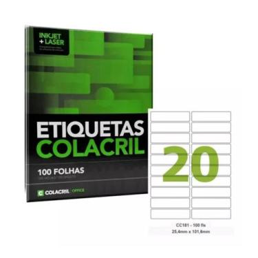 Imagem de Etiqueta Adesiva Colacril CC181 (25,4x101,6 mm) - CX C/ 100 folhas, Br