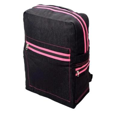 Imagem de Mochila Jeans Feminino Masculino Lisa Repartições em Zíper Espaçosa Di