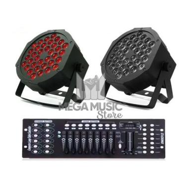 Imagem de 2 Canhão Refletor Led Par 64 Rgb Triled 36 Leds 3w + Mesa DMX 512 - ME