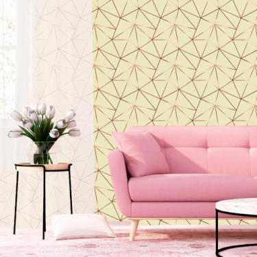 Imagem de Adesivo De Parede Geométrico Fendi Zara Rose Fundo Tons de Bege 310x58