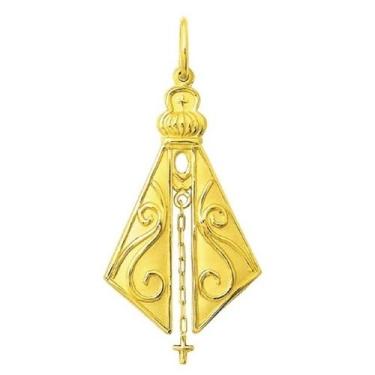 Imagem de Nossa Senhora Aparecida Grande Medalha 3.4 Cm Ouro 18k Pingente FDMAR-