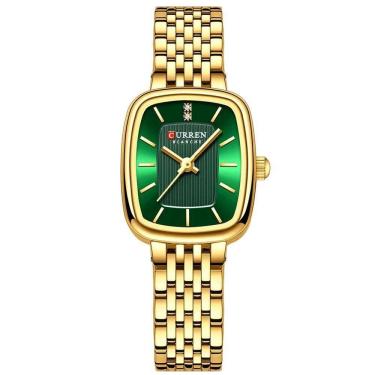 Imagem de Relógio De Pulso Quartzo Feminino Design Elegante Strass Pulseira Em Aço Inoxidavel Verde