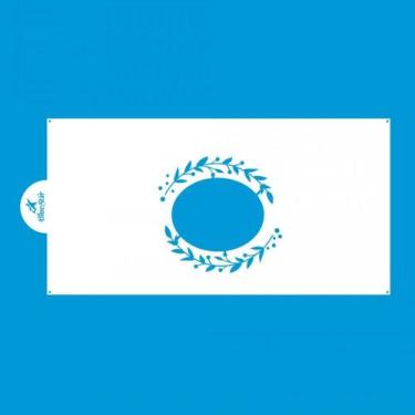 Imagem de Stencil para Bolo Blue Star SBS-014 34,5 x 16,5 cm - Moldura Floral