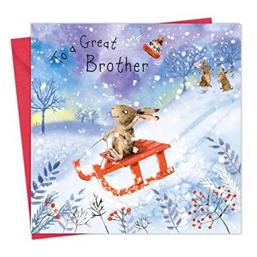 Imagem de Twizler Cartão de Feliz Natal para Irmão com Coelhos – Cartão de Natal Irmão – Cartão de Natal para Irmão – Cartão de Natal Masculino – Cartão de Natal Masculino – Cartão de Natal Irmão