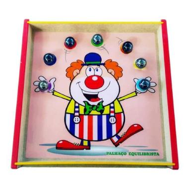 Imagem de Jogo palhaço equilibrista com bolinhas de gude - brinque e leia