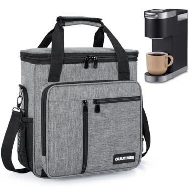 Imagem de OUUTMEE Bolsa de transporte para cafeteira compatível com Keurig K-Mini ou K-Mini Plus, com bolsos extras e alça de ombro removível