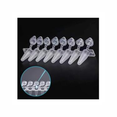 Imagem de RUNCHIFEI Tubos de Pcr - Tubos de Pcr de 0,2 Ml, Parede Fina, Tubos de Pcr de 8 Tiras com Tampas Planas com Telhas (125 Tiras/Caixa)