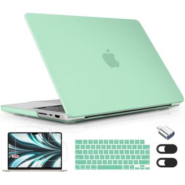 Imagem de Lepeoac Capa rígida para MacBook Pro de 16 polegadas 2021 2022 2023 2024 versão A3186 A3403 M4 A2991 M3 A2780 M2 A2485 M1 Pro/Max, capa rígida com protetor de tela e capa de teclado, verde fosco