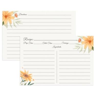 Imagem de LuBudingJoy Cartões de Receita 4X6, Cartões de Receita Premium Frente e Verso para Casamento, Chá de Panela, Inauguração de Casa, Conjunto de 60 (4X6, Daisy)