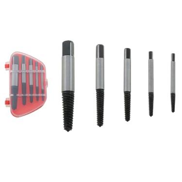 Imagem de ZZHXSM Conjunto de 5 peças de remoção de parafusos de cabeça dobrável de aço carbono, extrator de parafuso ruim para remover parafusos de prego quebrados, parafuso sextavado de cabeça de soquete