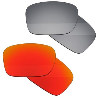 Imagem de Boldbright Lentes de substituição compatíveis com óculos de sol Oakley TwoFace OO9189 - Titânio + Vermelho espelhado revestido
