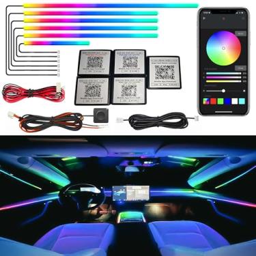Imagem de Dreamcolor – Fita de LED para interior de carro, RGB 6 em 1, kits de iluminação ambiente de fibra óptica 6 em 1, 16 milhões de cores, som e função ativa, luzes neon para carro com aplicativo sem fio