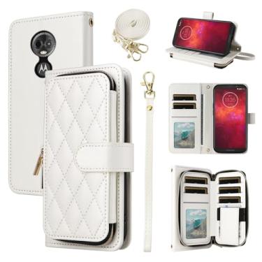 Imagem de Furiet Argyle Capa carteira para Moto Z3 / Z3 Play com alça de ombro, 9+ compartimentos para cartões, bolsa com zíper, capa de celular luxuosa de couro PU para Motorola MotoZ3 Z 3 capa 3 3Z Z3play