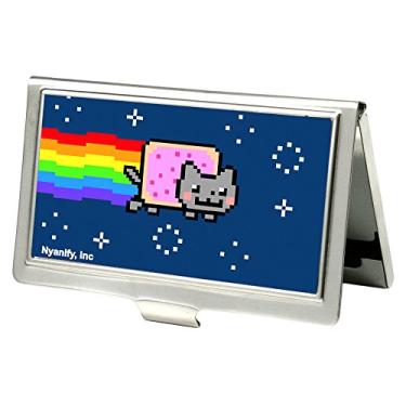 Imagem de Buckle-Down Porta-cartão de visita - Nyan Cat Face Close-up Blue - Pequeno