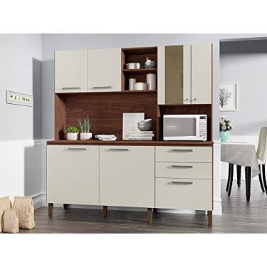 Imagem de Cozinha Mega Kits Paraná - 7 Portas e 2 gavetas - Nogueira/Off White