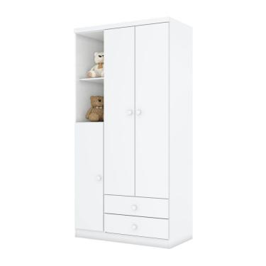 Imagem de Guarda-Roupa 3 Portas Bater Henn Bala De Menta IA110-66 2 Gavetas Branco/Rosa Chá SE