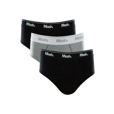 Imagem de Kit/3 Cueca Slip Mash 010.04 Masculina Algodão T. P/GG, P, Pt02, Preto