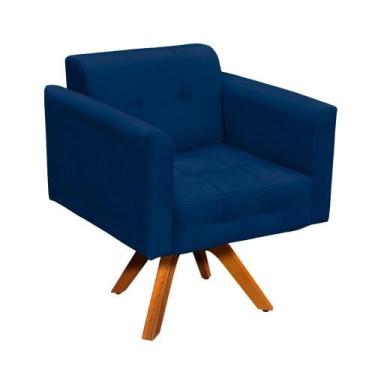Imagem de Poltrona Giratória Elisa Suede Azul Marinho Mm30 - DROSSI