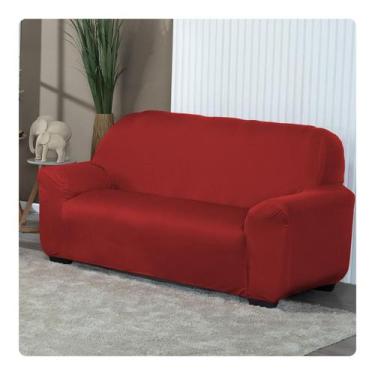 Imagem de Capa De Sofá Lisa Avulsa 3 Lugares Em Malha Vermelho - LENHARO ENXOVAI