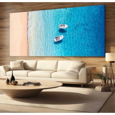 Imagem de Quadro Decorativo Canvas para Sala Quarto Hall 90x60 Barcos Caribe Mar Horizontal Grande Decoração Parede Tela