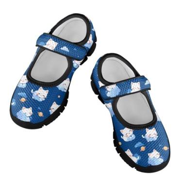 Imagem de Qoiuvncy Animals Kids Sapatos casuais de alça única respirável antiderrapante tênis casual para meninas leve escola e caminhada diária preto tamanho 11-15, Nuvem de gatos, 15 Little Kid