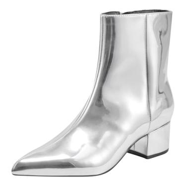 Imagem de Marc Fisher Bota de cano curto feminina Gismo, Prata 040, 35