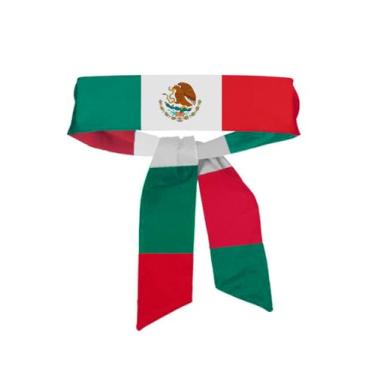 Imagem de BBTDIN Gravata bandana com bandeira mexicana masculina bandeira mexicana turbante esportivo feminina bandeira mexicana gravata faixa de cabeça BNF01 (verde branco vermelho)