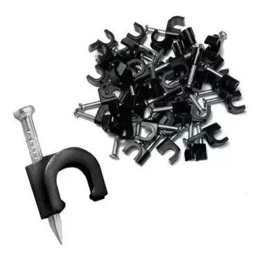 Imagem de Fixa Cabo Preto 8mm Coaxial Rg6 Miguelão Parede 100 Und - Storm