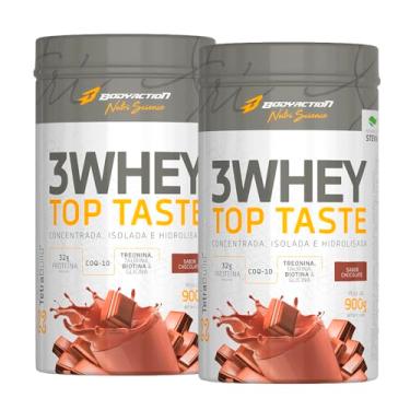 Imagem de Kit 2x - 3 Whey Top Taste 900g - Whey 3w Tasty - Bodyaction - CHOCOLATE