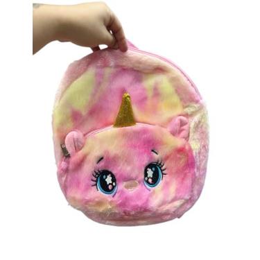 Imagem de Mini mochila passeio pelúcia unicórnio cores sortidas - Banca da val