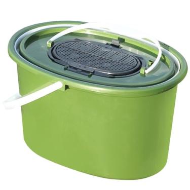 Imagem de simhoa Barril de caçamba de pesca de gelo portátil Bacia de lavagem de acampamento de armazenamento de peixes vivos para casa, ao ar livre, Oval 10l