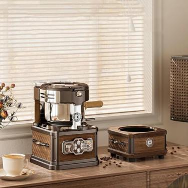 Imagem de Torradeira de café retrô de 700 W, máquina automática de torradeiras de grãos de café de 150 g para uso doméstico, 3 modos + 8 engrenagens, removedor de fumaça integrado + sistema de separação de