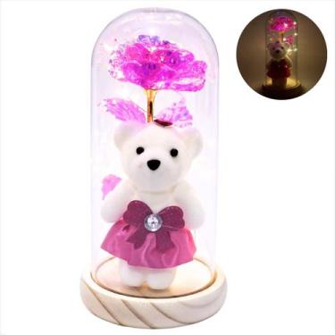 Imagem de Luminária Rosa Encantada Com Ursinho na Cúpula LED Fio de Fada - Fwb, 