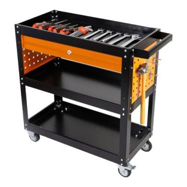 Imagem de Carrinho De Ferramentas Para Oficina Mecânico Organizador Cor Preto e 