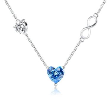 Imagem de E Colar com pingente infinito banhado a ouro branco 14K, presente de aniversário de aniversário para mulheres, esposa, mãe, namorada, 16inches + 2 inches (adjustable) chain., Banhado a ouro 14k, 1