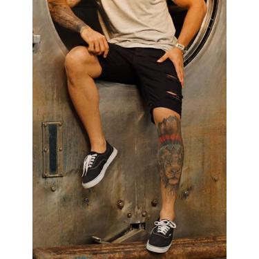 Imagem de Bermuda Jeans Masculino Short Rasgado Destroyed  - Urban Zone Jeans, P
