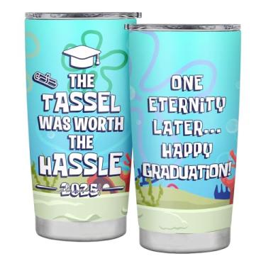 Imagem de Presentes de formatura 2025 para ela, ele - Class of 2025 Presentes de formatura universitária para mulheres - Mestrado Phd Class of 2025 Copo com tampa 590 ml