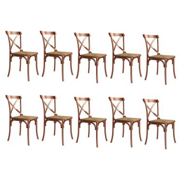 Imagem de Kit 10 Cadeiras Cross Katrina Cobre Assento Bege Asturias - Aço