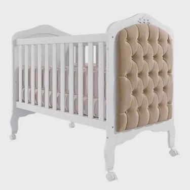 Imagem de Berço Americano que Vira Cama Harmonia com Capitone Branco - Permóbili Baby 100% mdf