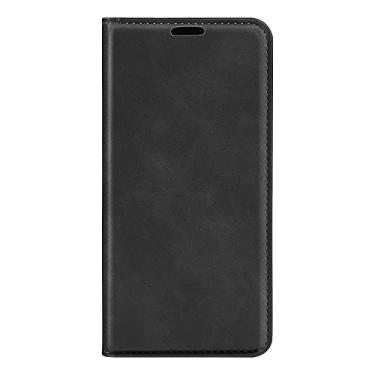 Imagem de Capa carteira de couro PU para Xiaomi Redmi Note 14 Pro 4G, design clássico com compartimento para cartão e fecho magnético, capa dobrável (preto)