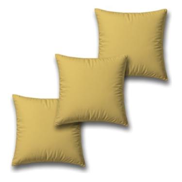 Imagem de Kit 3 Capas Almofada Veludo Suede Decorativa 45x45 Amarela
