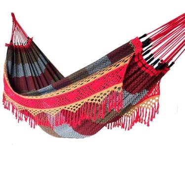 Imagem de Rede De Dormir Descanso Casal Luxuosa Gigante(VERMELHO/CARAMELO/BEGE)