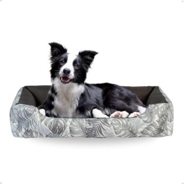 Imagem de Cama Dog Doguinho Confortável Lavável Base Impermeável (Branco Folhas)