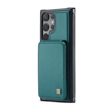 Imagem de HJZSZX Capa tipo carteira para celular Samsung S23 Ultra, capa magnética de couro com flip (para Samsung S23 Ultra/verde)