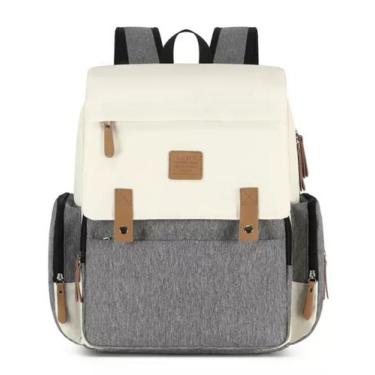 Imagem de Bolsa Maternity Land Modelo Luxury Cinza Com Bege - Maternityland