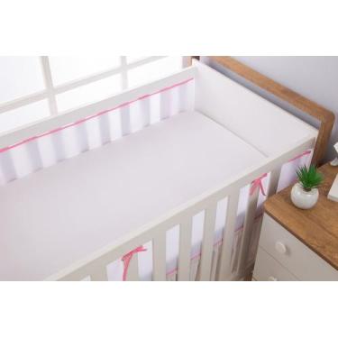 Imagem de tela protetora laterais de berço americano - Miguel baby, Rosa