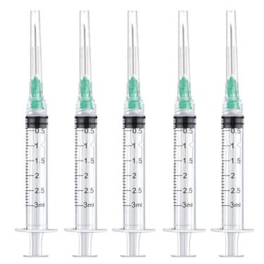 Imagem de KTSPORTS Pacote Com 50 Seringas Descartáveis De Laboratório Luer Lock De 3 Ml/Cc Com Agulha De 21Ga E 1,0 Polegada, Embaladas Individualmente E Lacradas